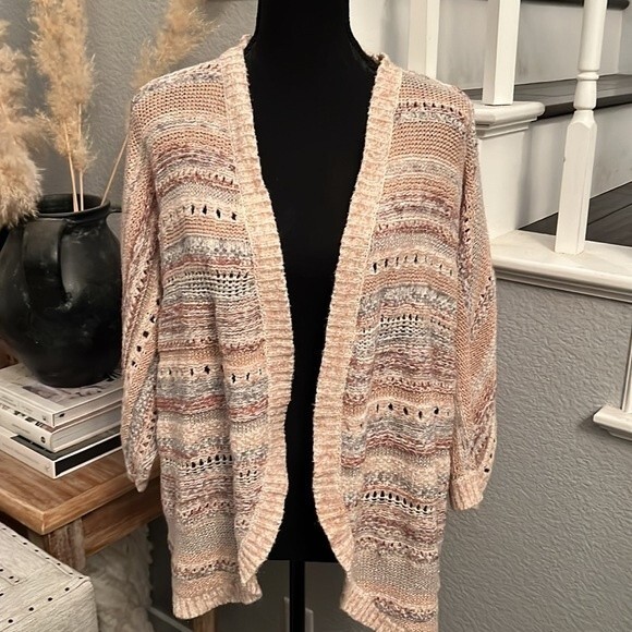 Chico’s Striped Mixed Yarn Cardigan Sweater - Picture 6 of 9